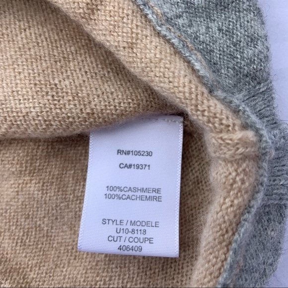 Joie 100% Cashmere Dewberry Tan and Grey Sweater - Picture 7 of 9